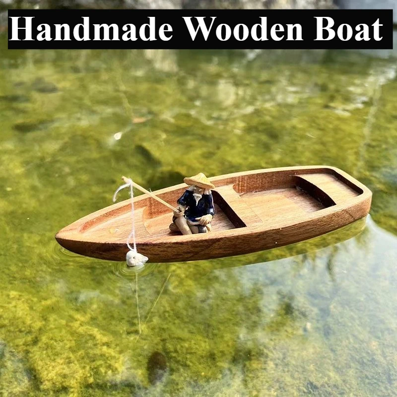 Handmade Wooden Boat Mini Floa - Fishing Boat Oar recension och pris